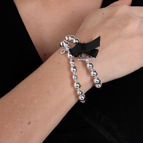Pulsera metálica plateada 1cm-8 " para mujer
