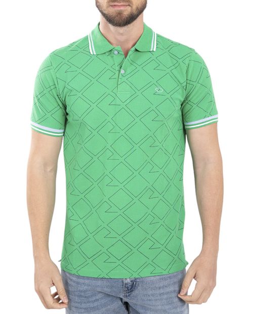 Camisa polo Oscar de la Renta verde estampado de letras para hombre