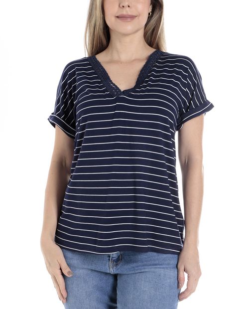 Blusa Nicolle casual rayada manga corta para mujer