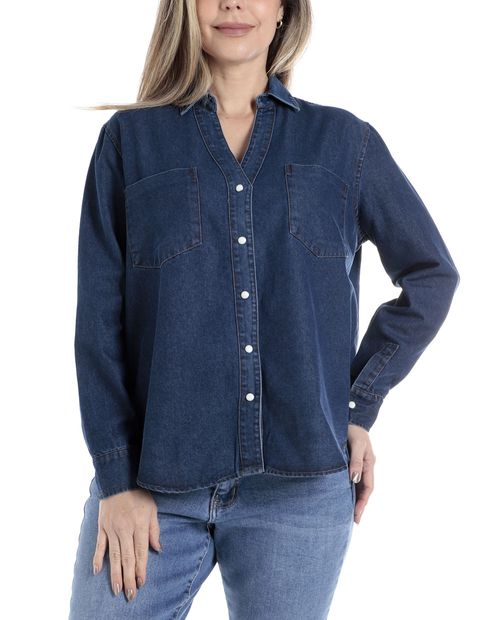 Blusa Nicolle camisera denim manga larga para mujer