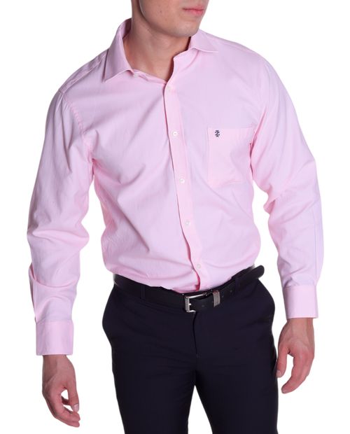 Camisa de vestir regular fit Izod rosada sólida para hombre