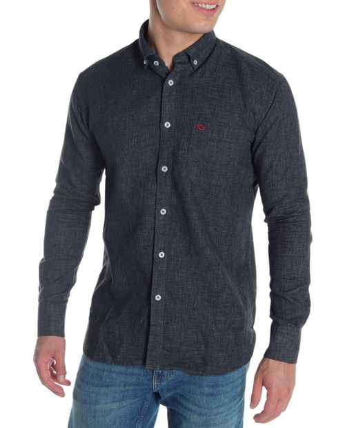 Camisa casual tailored fit Oscar de la Renta gris oscuro heather para hombre