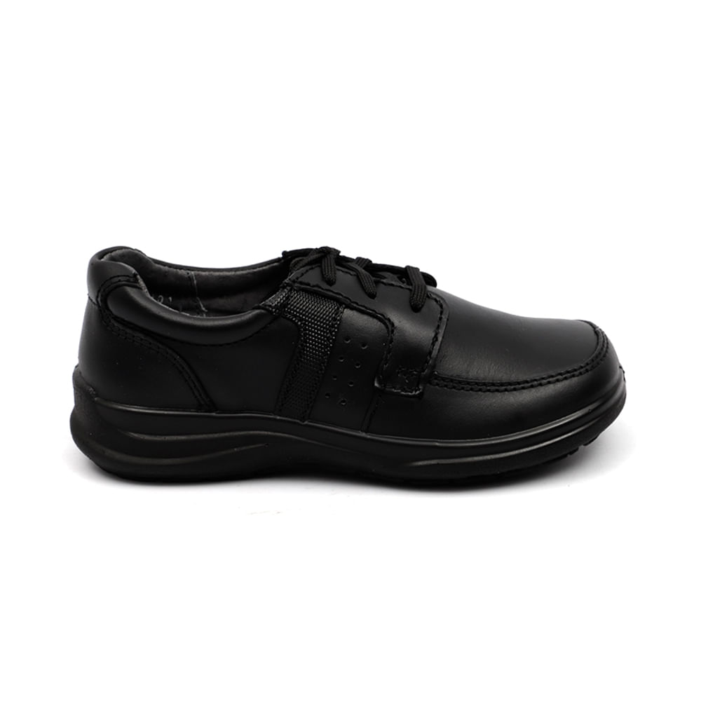 Calzado escolar Flexi negro de cuero cintas para niño