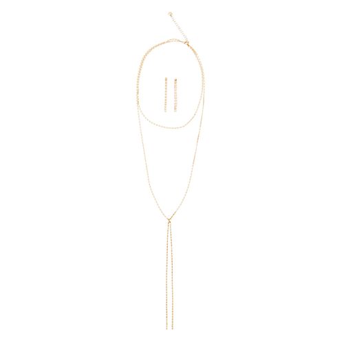 Set de collar y aretes dorados para mujer
