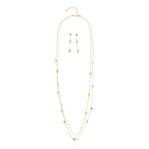Set de collar y aretes dorados para mujer