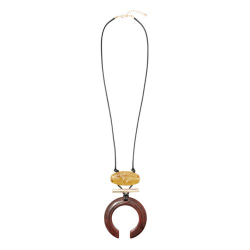 Collar largo color negro con dije para mujer