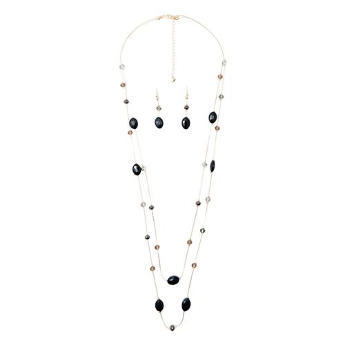 Set de collar y aretes cristales multicolor para mujer