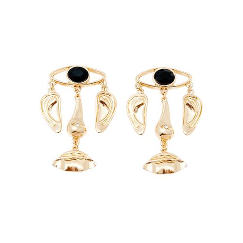 Aretes largos metálicos dorados para mujer