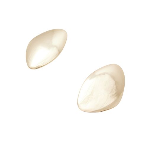 Aretes ovalados metálicos dorados para mujer