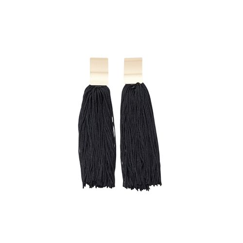 Aretes largos metálicos bicolor para mujer
