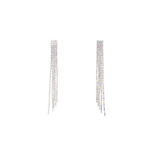 Aretes largos brillantes plateados para mujer
