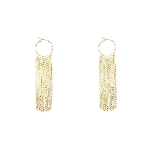 Aretes largos metálicos dorados para mujer
