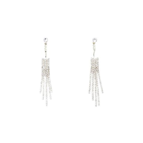 Aretes largos metálicos plateados para mujer