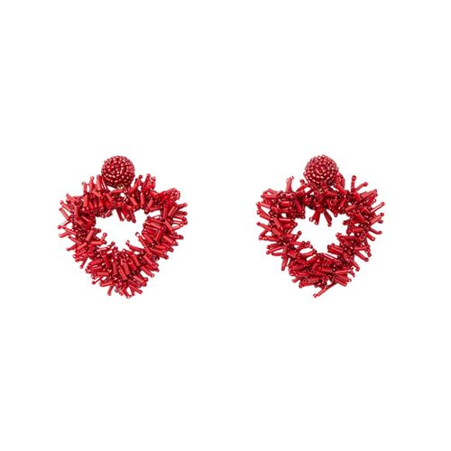 Aretes de corazón color rojo para mujer