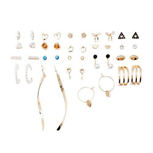 Set de 20 aretes metálicos dorados para mujer