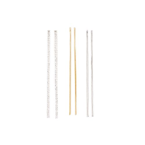 Set de 3 aretes metálicos bicolor para mujer