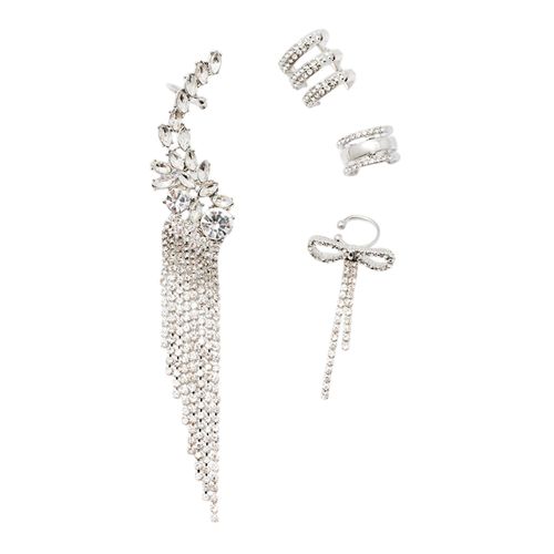 Set de 4 earcuff metálicos plateados para mujer