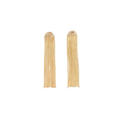 Aretes largos metálicos dorados para mujer