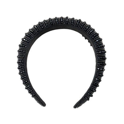 Diadema con pedrería en color negro para mujer