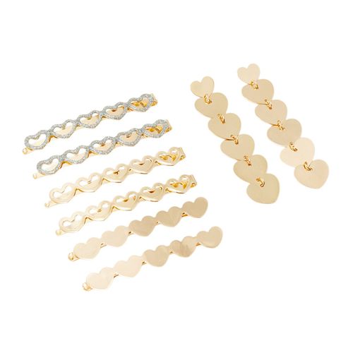 Set de aretes largos y horquillas metálicas para mujer