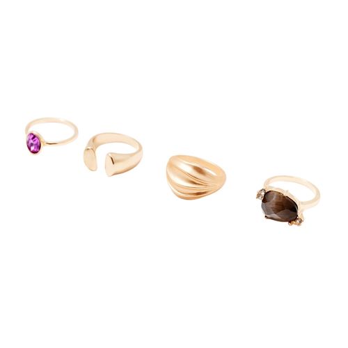 Set de 4 anillos metálicos dorados para mujer