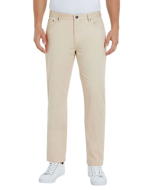 Pantalón 5 pocket Tommy Hilfiger beige sólido para hombre