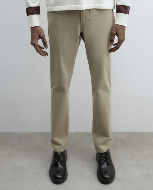 Pantalón 5 Pocket Sfera beige sólido para hombre