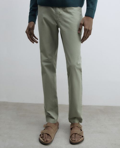 Pantalón 5 Pocket Sfera verde claro sólido para hombre