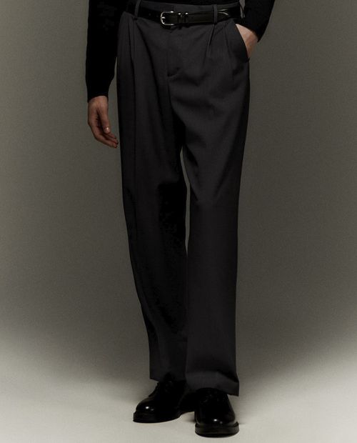 Pantalón formal con pinzas Sfera gris heather para hombre
