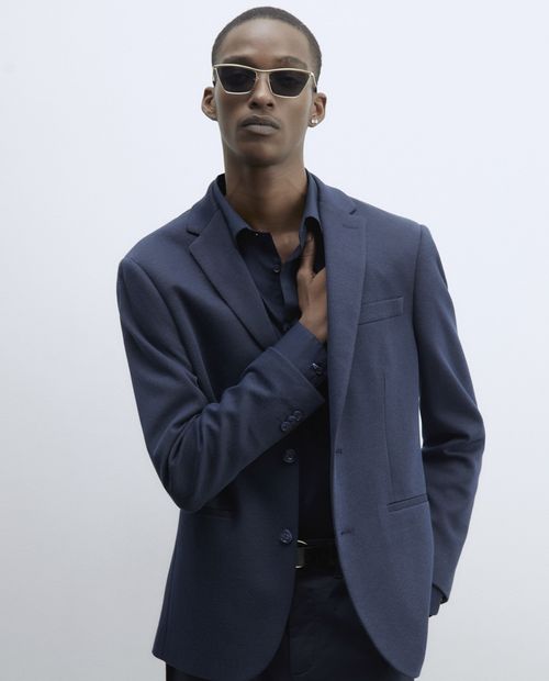 Blazer Sfera navy con textura para hombre