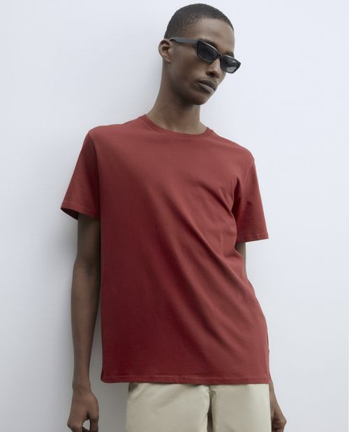 Camiseta básica regular fit Sfera roja sólida para hombre