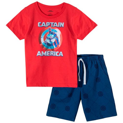 Conjunto de 2 piezas bicolor con estampado de Capitán América para niño