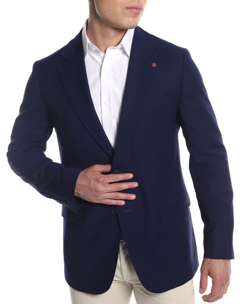 Blazer slim fit Puro Ego azul sólido para hombre