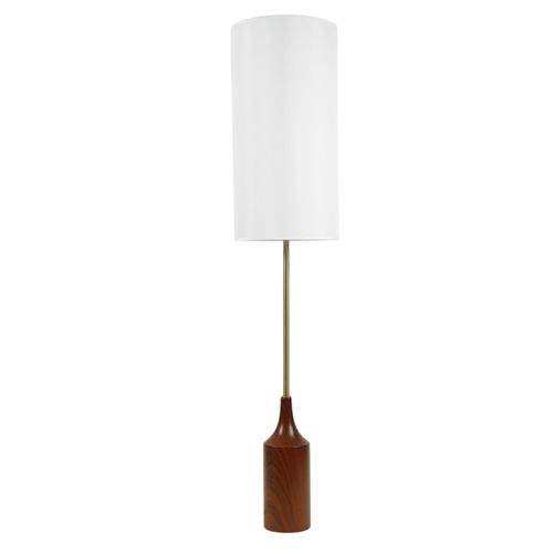 Lámpara de pedestal pantalla grande base café 141 x30cm