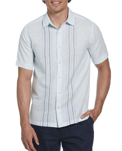 Guayabera de lino Cubavera classic fit verde claro heather para hombre