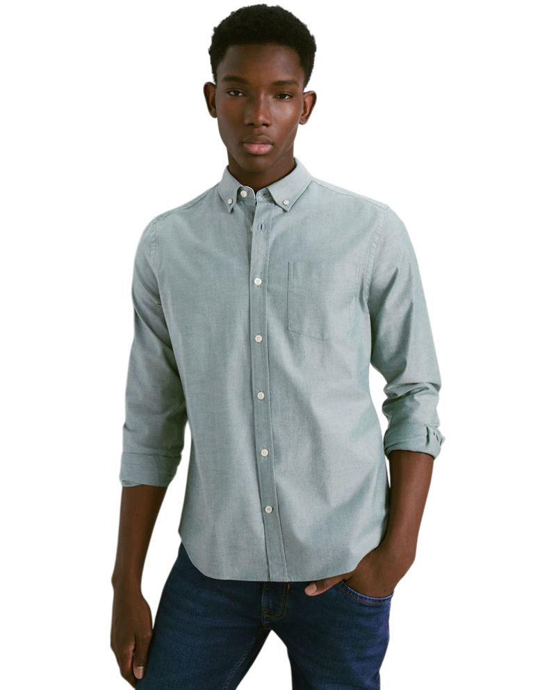 104843102-Camisa-oxford-Easy-Wear-slim-fit-verde-sage-heather-para-hombre