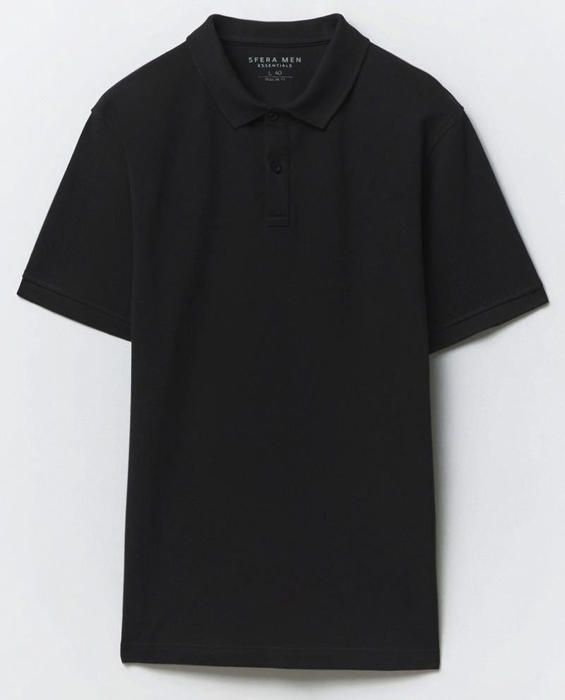 104856177-Camisa-polo-Sfera-negra-texturizada-para-hombre
