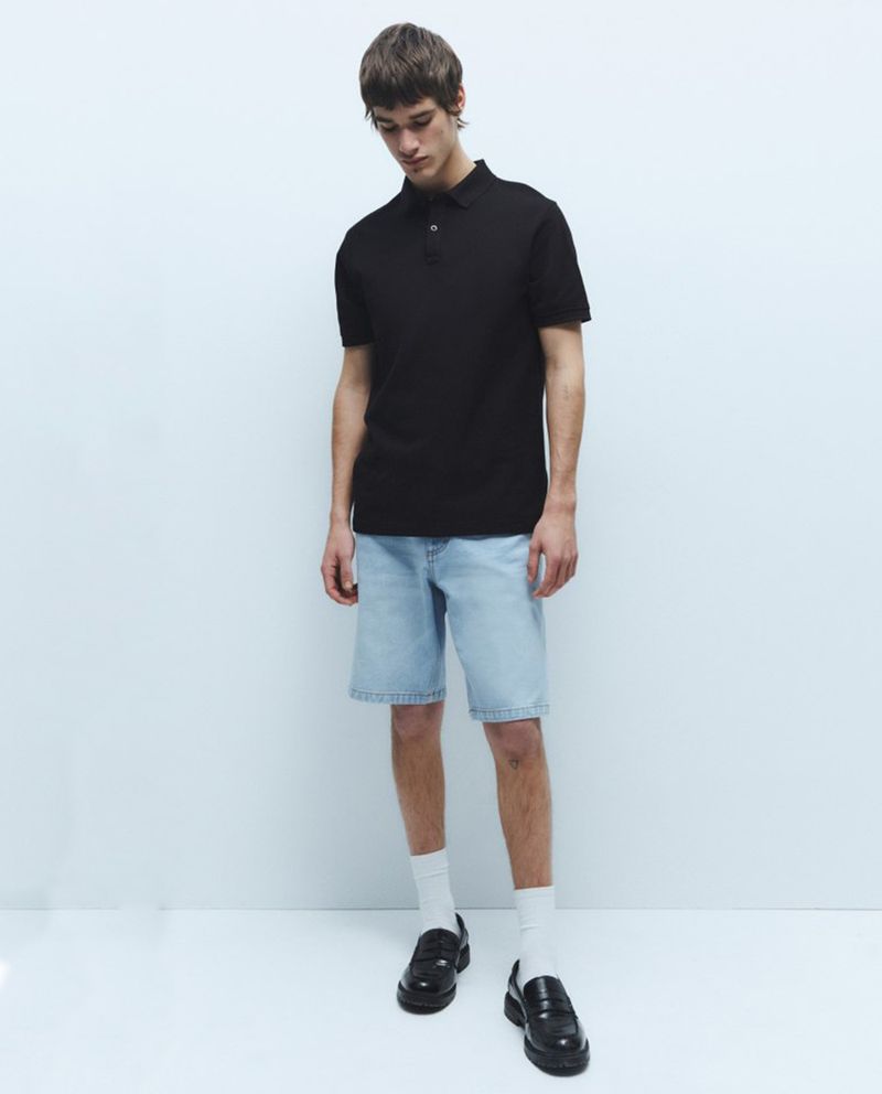 104856177-Camisa-polo-Sfera-negra-texturizada-para-hombre