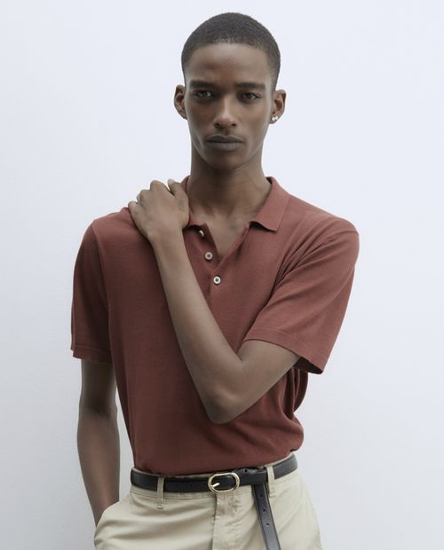 Camisa polo Sfera anaranjada texturizada para hombre