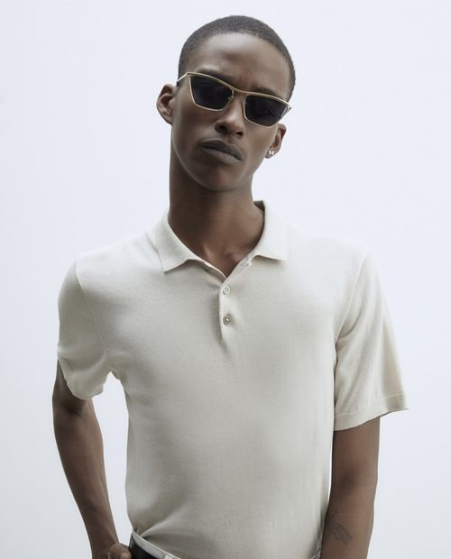 Polo Sfera con textura color marfil para hombre