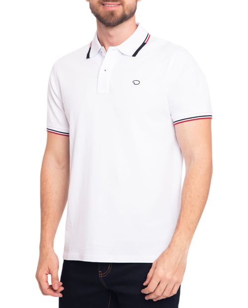 Camisa polo Oscar de la Renta blanca sólida para hombre