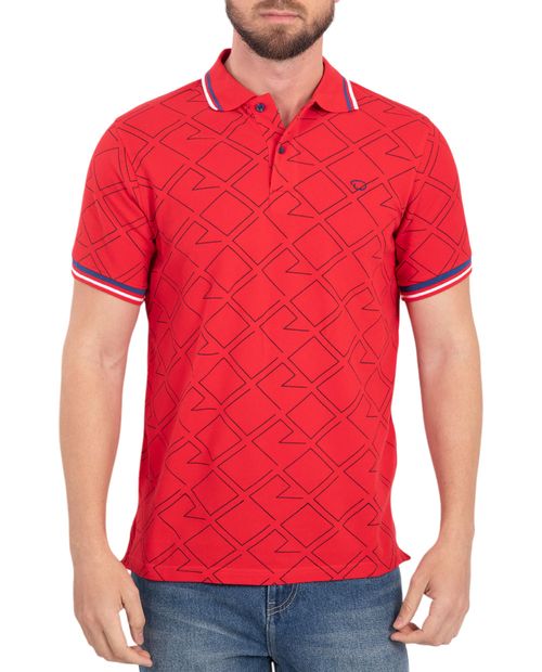 Camisa polo Oscar de la Renta roja con estampado de letras para hombre