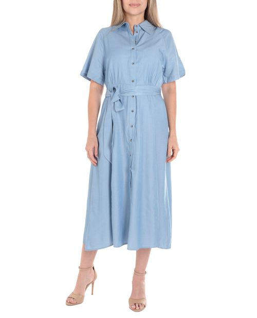Vestido Nicolle shirt dress celeste mangas 3/4 para mujer