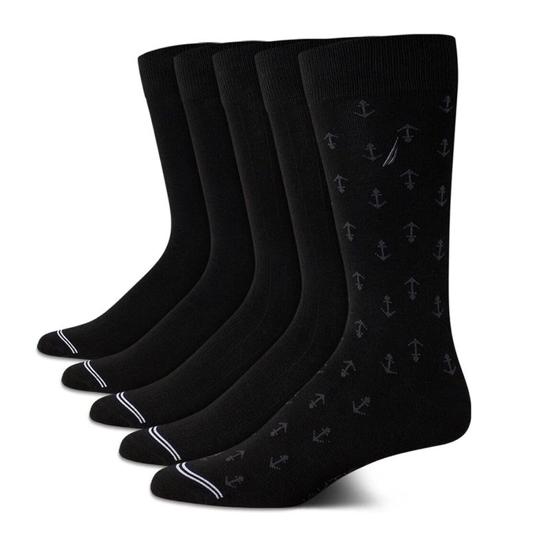104776623-Pack-de-5-pares-de-calcetines-crew-Nautica-negros-para-hombre