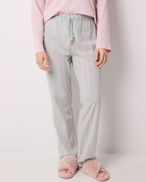 Pantalón de pijama Women Secret rayado de cintura alta para mujer