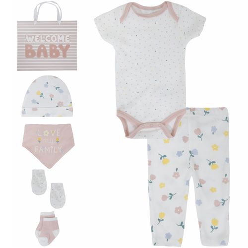 Set de regalo 7 piezas bicolor con estampado de flores para bebé niña