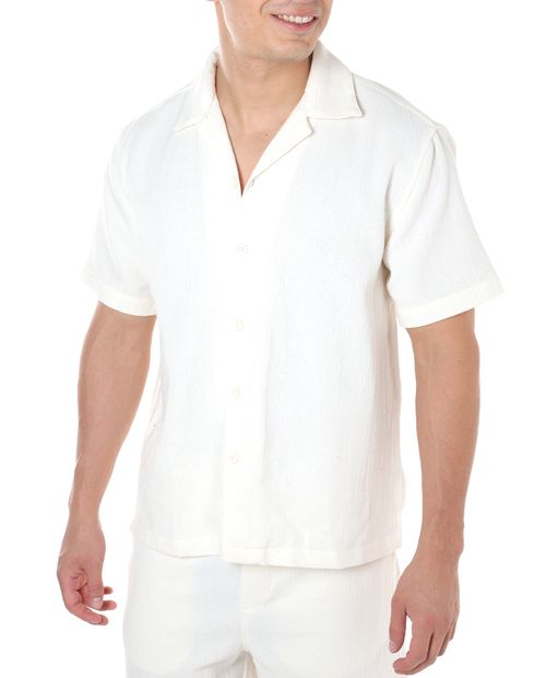Camisa casual Denim & Flower ivory con textura para hombre