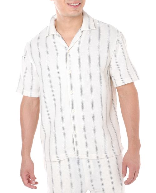 Camisa casual Denim & Flower ivory rayada para hombre