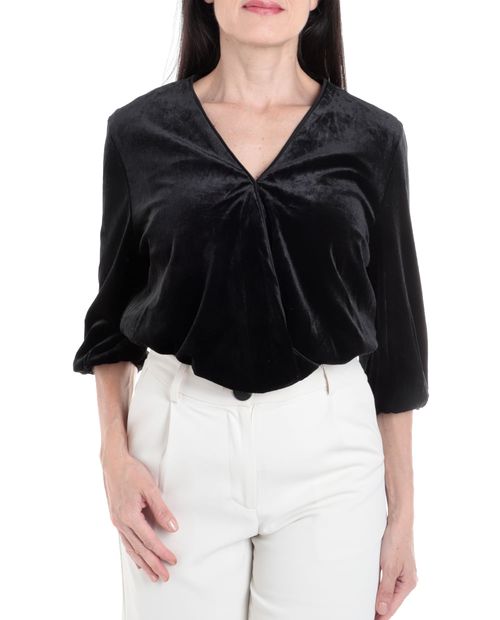 Bodysuit Sabrina negro mangas 3/4 para mujer