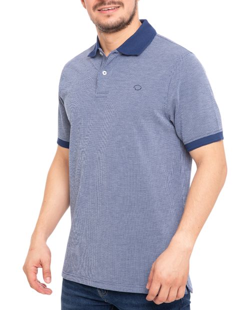 Polo azul con textura de Oscar de la Renta para hombre